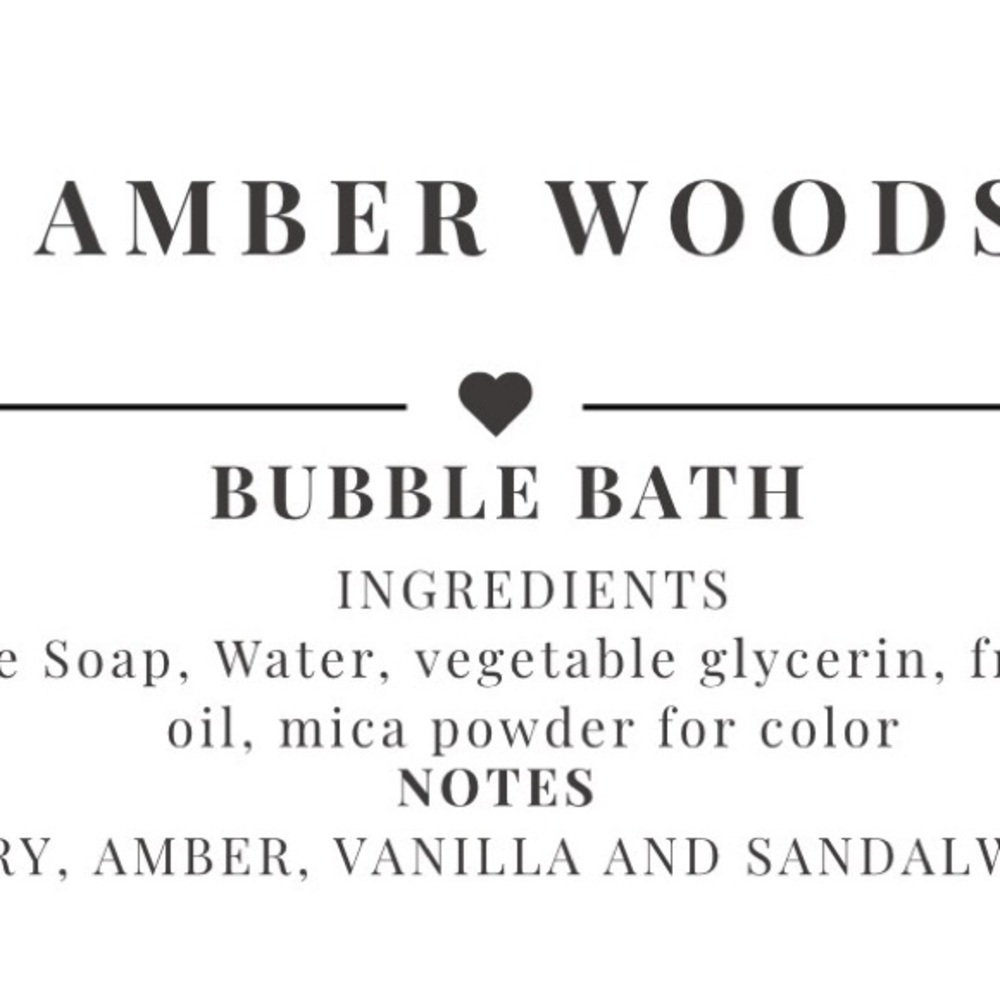 AMBER WOODS BUBBLE BATH -CW Petals & Peaks Handcrafted - Picture 2 of 2